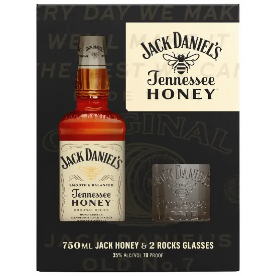 Picture of Jack Daniels Tennessee Honey Bourbon with Two Glasses Gift Set